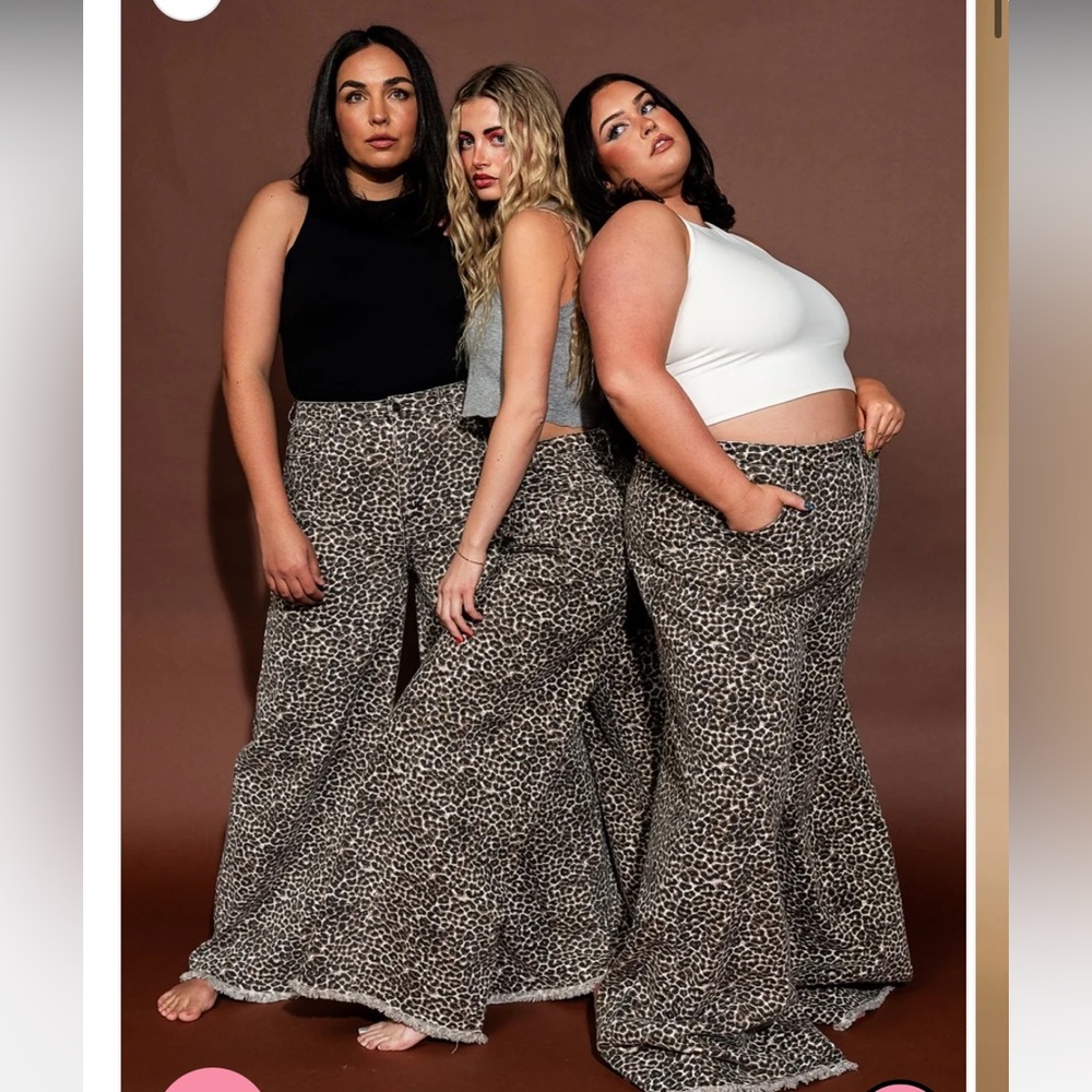 Dressed in LaLa Effortlessly cool wide leg denim in worn-in leopard
